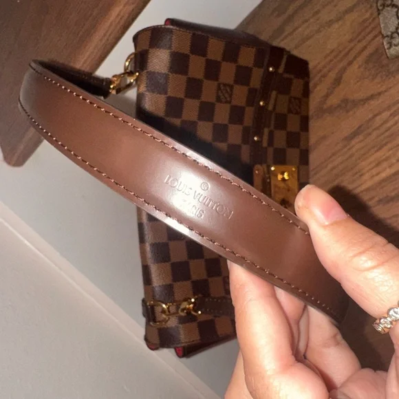 ‼️RARE❤️Louis Vuitton Damier Ebene shoulder bag studded LV handbag LV trunk bag - Picture 4 of 17